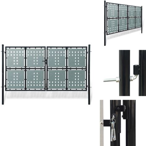 Zauntor (Einzeltor) Schwarz 300x200 cm - Gartentor - Zaun - Einfahrtstor - Metalltor - Stahltür