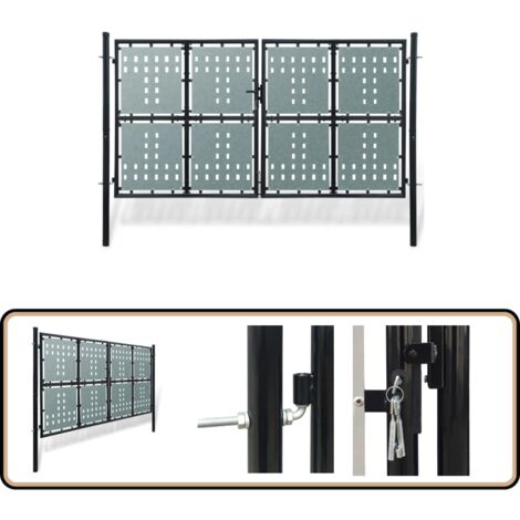 Zauntor (Einzeltor) Schwarz 300x200 cm - Gartentor - Zaun - Einfahrtstor - Metalltor - Stahltür