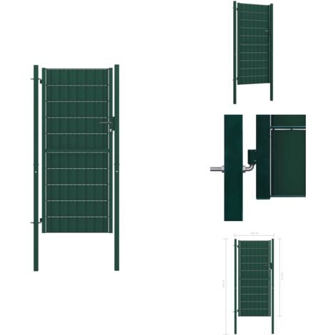 Zauntor PVC und Stahl 100x124 cm Grün - Gartentor - Zauntor - PVC Tür - Stahltür - Abschließbares Tor