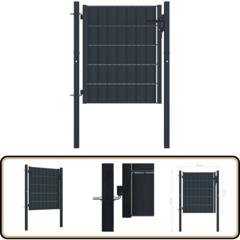 Zauntor PVC und Stahl 100x81 cm Anthrazit - Gartentor - Zauntor - Metalltor - Anthrazit - PVC
