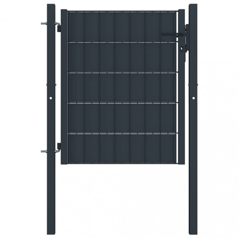 Zauntor Pvc Und Stahl 100x101 Cm Anthrazit Vidaxl