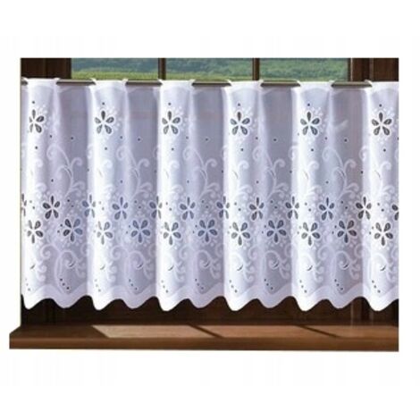 ZAZDROSKA ZAZDROSKA rideau de cuisine FLEURS blanc 200x35 + ourlet