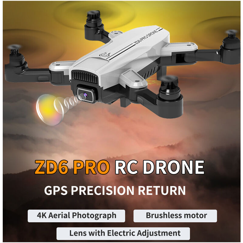 

Asupermall - ZD6 PRO RC Drone GPS RC Quadcopter con camara 4K Camara dual 5GWIFI Motor sin escobillas Lente electrica Modo sin cabeza Modo de