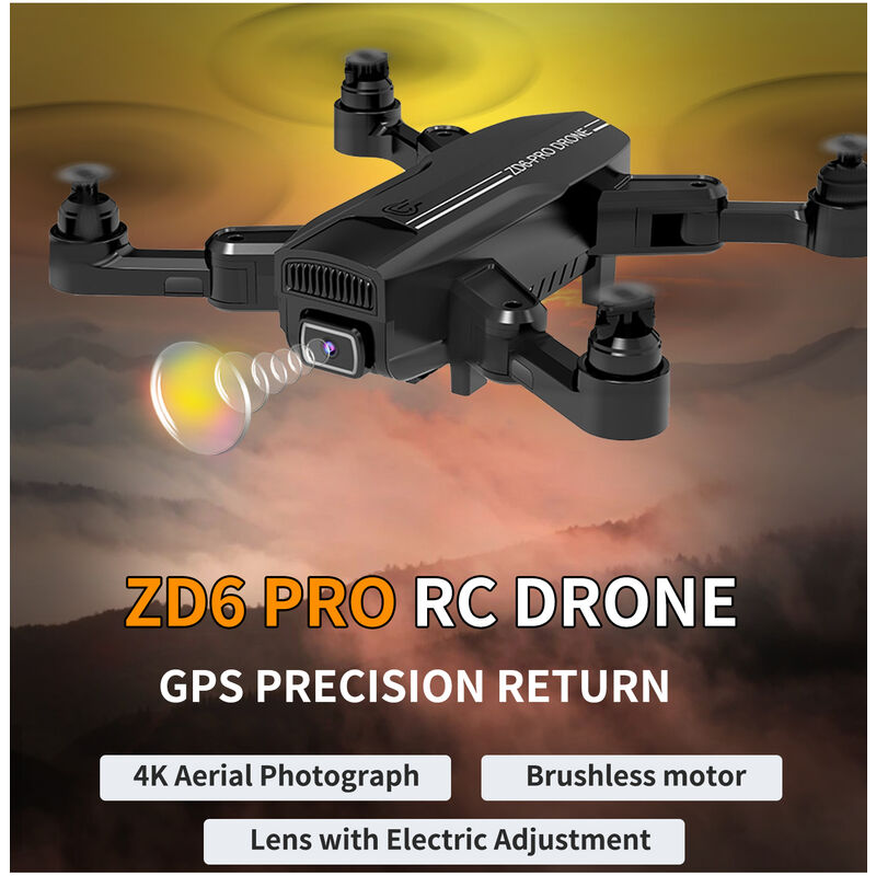 

ZD6 PRO RC Drone GPS RC Quadcopter con camara 4K Camara dual 5GWIFI Motor sin escobillas Lente electrica Modo sin cabeza Modo de estabilizacion Foto