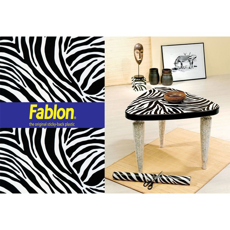 Fablon - Zebra Print Sticky Back Plastic Arts Crafts Vinyl Durable Self Adhesive