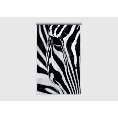 Zebra, rideau imprimé visage de zèbre noir et blanc 140x245 cm, 1 pièce