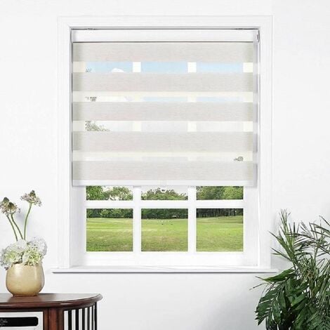 ALAN SYMONDS Zebra Roller Blind 60 x 165cm Light Filtering Adjustable Blinds - Linen