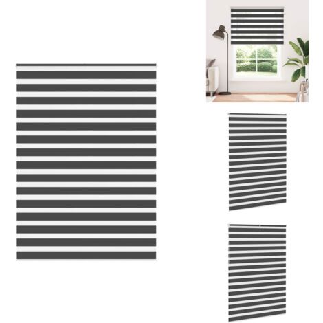 Zebrarollo Schwarz 160x230 cm Stoffbreite 155,9 cm Polyester - Zebra-Jalousie - Zebra-Jalousien - Zebra-Rollo - Doppelrollo