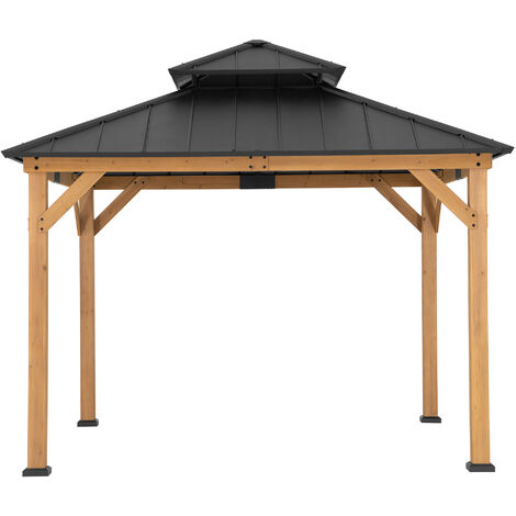 SUNJOY Zedernholz Gazebo KAPS in Anthrazit - 330cm x 330cm