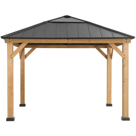 SUNJOY Zedernholz Gazebo PIRIN in Anthrazit - 336cm x 336cm