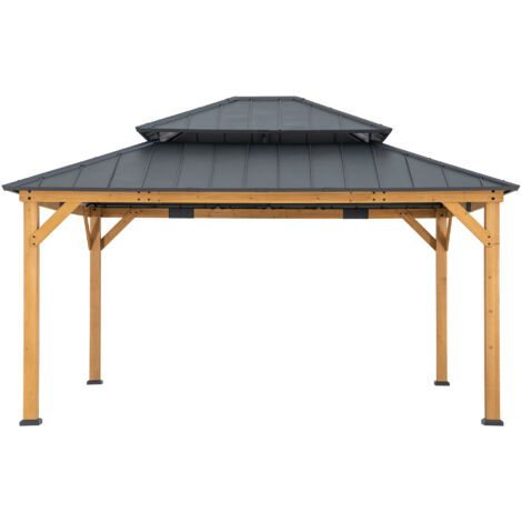 Zedernholz Gazebo TRIVOR - 390cm x 450cm, anthrazit