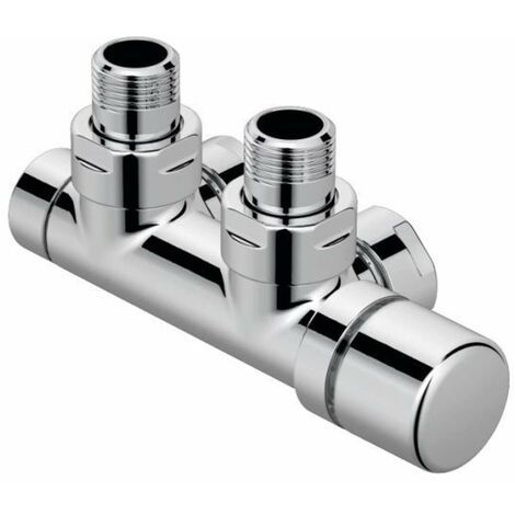 Zehnder - Armature d'angle SET P, 1/2, avec tête de commande à droite, entrée à droite, entraxe 50 mm, chrome 839058