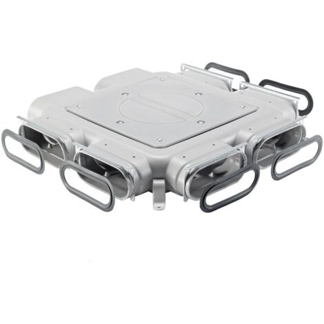 Zehnder Verteiler CK300 6x Flat 51 ComfoCube mit Revisionsöffnung, grau, mit Dichtringen