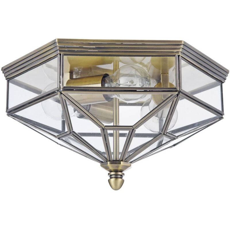 Plafoniera Contemporanea Zeil Metallo Bronzo 3 Luci Diffusore In Vetro