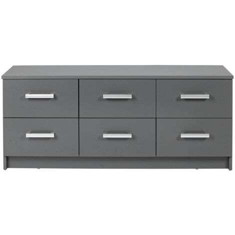 ZEINE - Commode 6 Tiroirs Coloris Gris Graphite