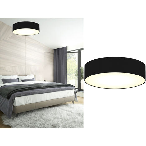 Zeitlose runde Deckenleuchte mit LED Stoffschirm Schwarz Ø 50cm