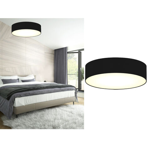 Zeitlose runde Deckenleuchte mit LED Stoffschirm Schwarz Ø 60cm