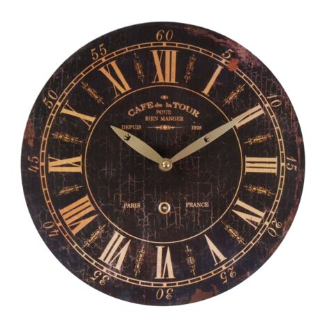 Zeitlose Wanduhr Ø29cm Landhausstil Shabby Vintage Antik Küchenuhr Holzuhr Deko - Antik