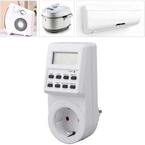 Zeitschaltuhr für den Haushalt mit Countdown-Timer – Programmierbare Abschaltung – Überlastschutz – EU-Stecker 230 V 16 A – ABS, 165 g, 1 Min.