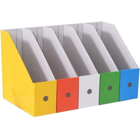 Zeitschriften- und Aktenhalter-Set, 5-teilig, Zeitschriftenhalter aus Karton, Zeitschriftenhalter aus Kraftpapier, Zeitschriftenhalter zur Aktenaufbewahrung, Bürobedarf, Schreibwaren, Homeoffice, Stud
