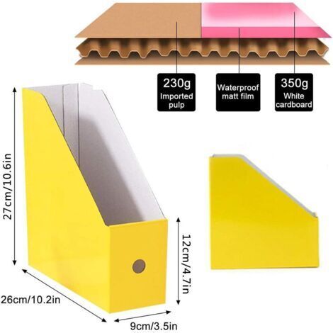 Zeitschriften- und Aktenhalter-Set, 5-teilig, Zeitschriftenhalter aus Karton, Zeitschriftenhalter aus Kraftpapier, Zeitschriftenhalter zur Aktenaufbewahrung, Bürobedarf, Schreibwaren, Homeoffice, Stud