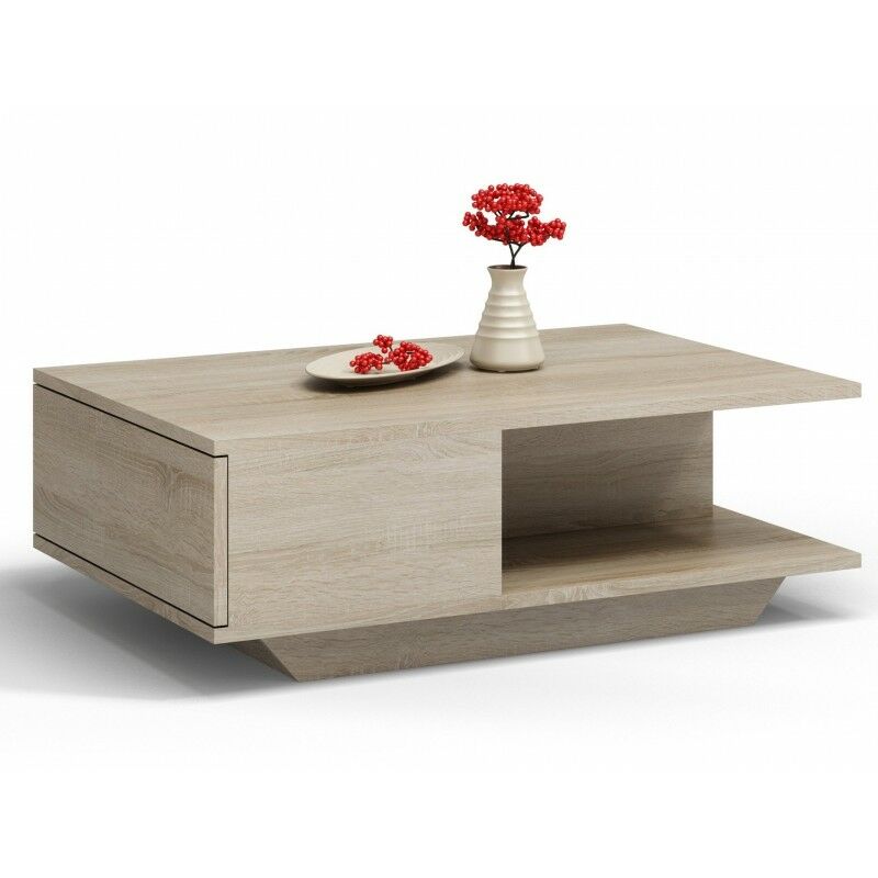 

ZEKE - Mesa de centro moderno - 90x60x42cm - mesa de centro de estilo escandinavo para salón u despacho - aspecto madera - Sonoma