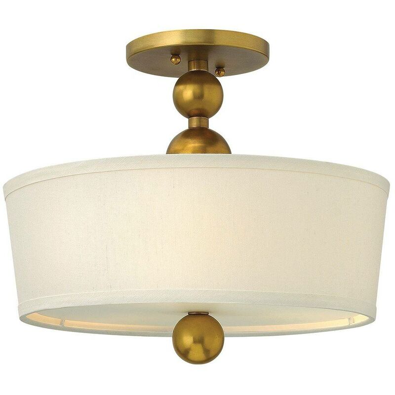 Elstead Lighting - Elstead Zelda - 3 Light Semi Flush Ceiling Light Vintage Brass, E27