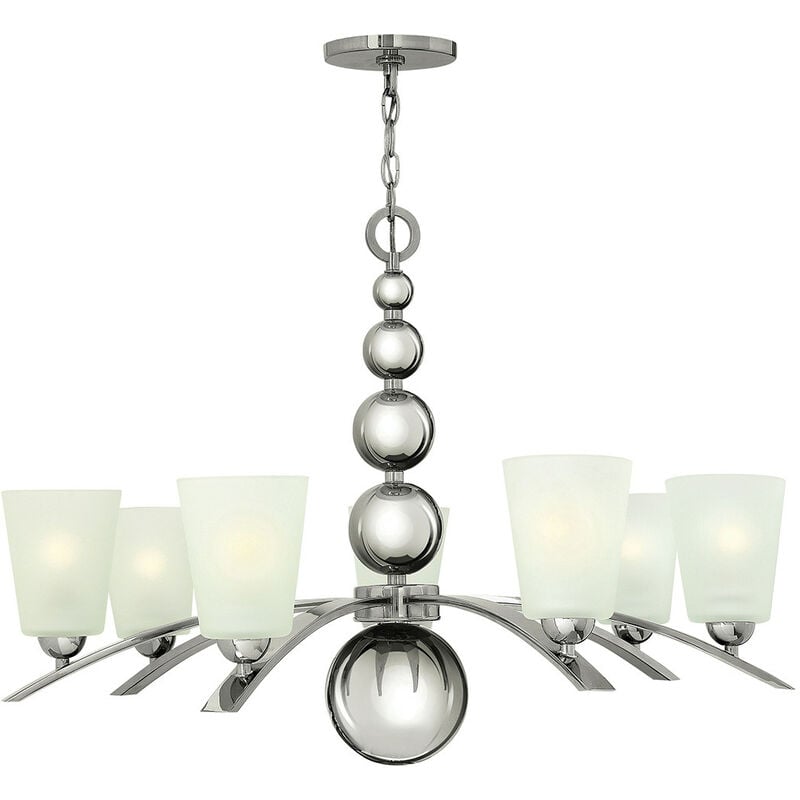 Zelda - 7 Light Multi Arm Chandelier Polished Nickel Finish, E27 - Elstead