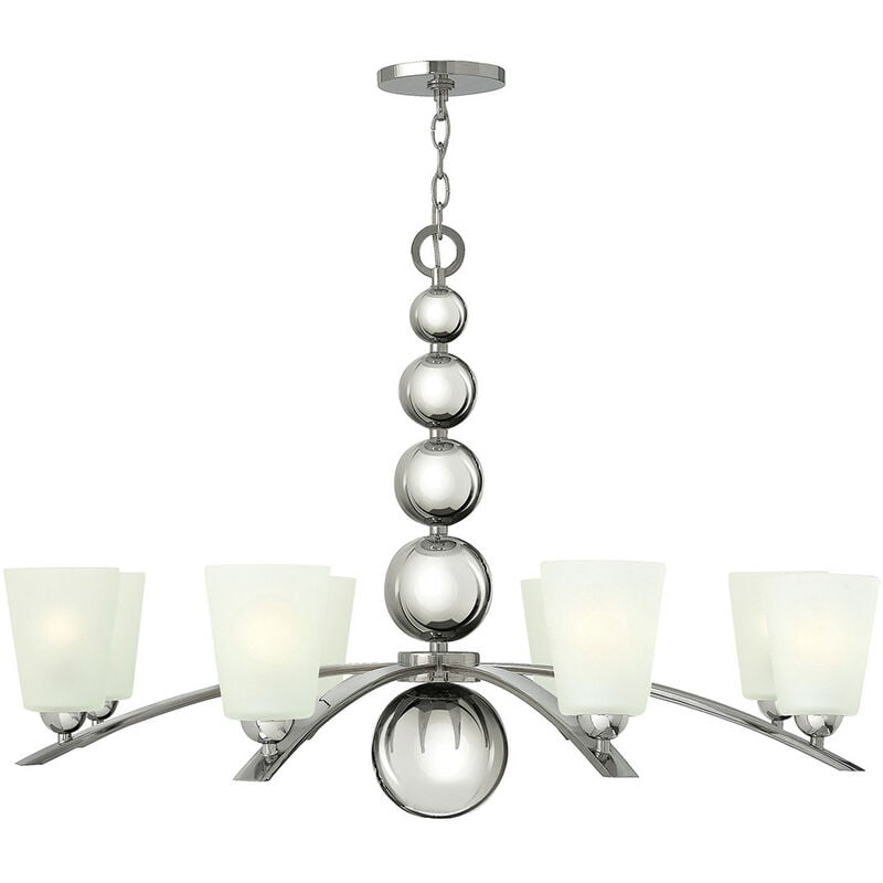 Zelda - 8 Light Multi Arm Chandelier Polished Nickel Finish, E27 - Elstead