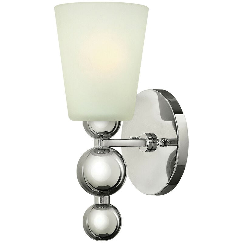 Zelda - 1 Light Wall Light Polished Nickel Glass Shade, E27 - Elstead