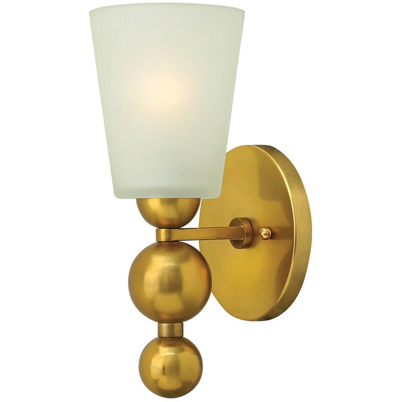 Zelda - 1 Light Wall Light Vintage Brass Glass Shade, E27 - Elstead