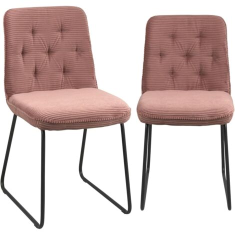 ZELI Lot de 2 chaises vintage - Tissu rayé (rose)
