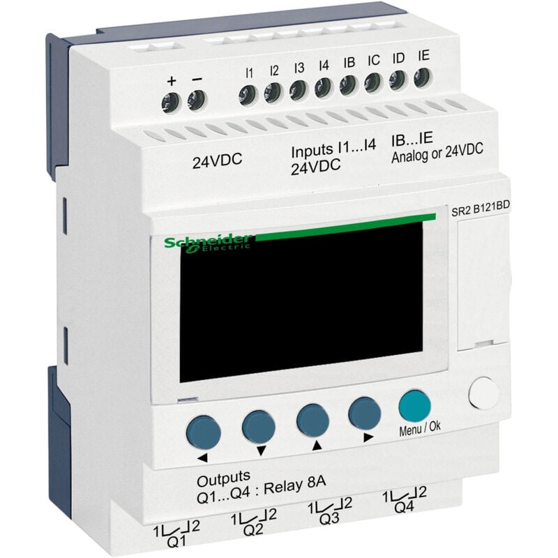 Schneider Electric - Zelio Logic - relais intelligent compact - 12 e/s 24Vcc - horloge - affichage - SR2B121BD