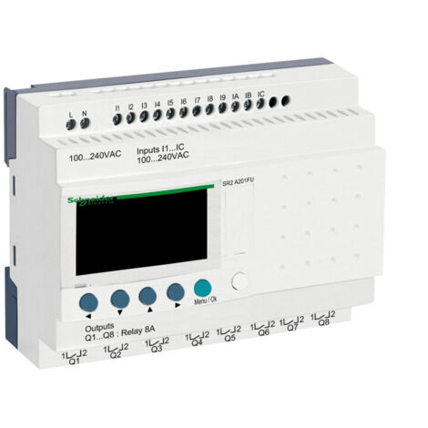 Zelio Logic - relais intelligent compact - 20 E/S 100..240Vca - ss horl. - affi. (SR2A201FU)