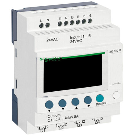 Zelio Logic - relais intelligent modul.- 10 E/S - 24Vca - horloge - affichage (SR3B101B)