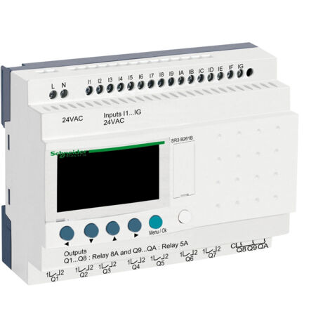 Zelio Logic - relais intelligent modul.- 24 E/S - 24Vca - horloge - affichage - SR3B261B