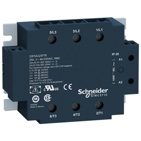 Zelio Relay - 3 phase ssrelais 530vac 5 0a 24vac therma (SSP3A250B7T)