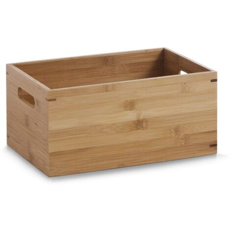 Zeller 13340 Cesto Contenitore, Bambú, Beige, 30x20x14 cm