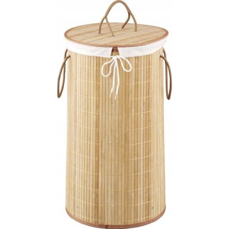 Zeller 13412 Panier à linge en bambou blanc, 35 x 60 cm