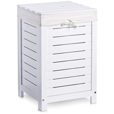 Zeller 13437 Cassapanca Portabiancheria, Legno, Bianco, 35x35x55 cm