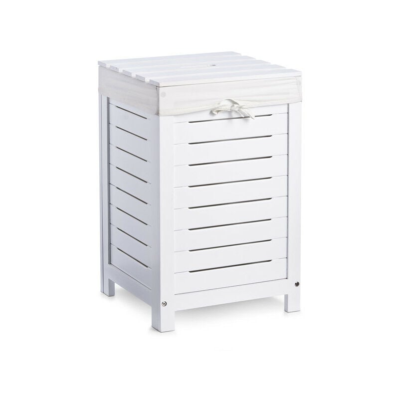 13437 Panier à linge laqué blanc, 35 x 35 x 55 cm - Zeller