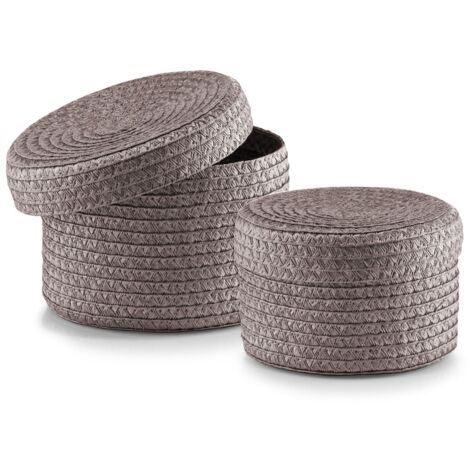 Zeller 14122 Set di Cesti con Coperchio, PP, Grigio, 0.1x17.5x12.5 cm, 2 Unità