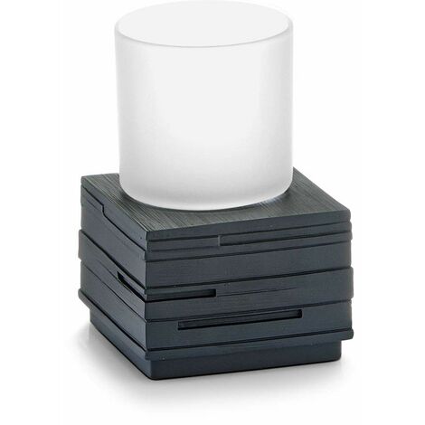 Zeller 18317 Bicchiere per Spazzolini Schiefer, Polyresin, Nero, 8.3x8.3x11.5 cm