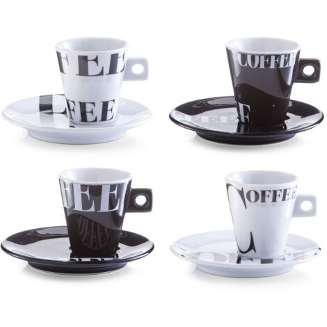 Zeller 26540 Set Tazzine da caffè Coffee Style, Porcellana, Multicolore, 0.1x6x6.3 cm, 8 unità