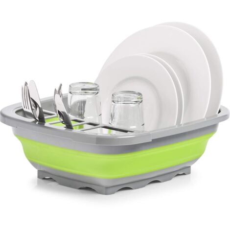 Zeller 26625 - Scolapiatti pieghevole, in plastica, colore: Grigio/Verde