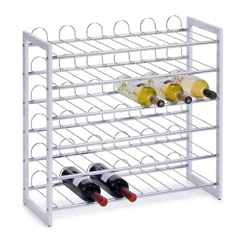Zeller - 27360 Weinregal, Metall verchromt, 68 x 26.5 x 63 cm, weiß