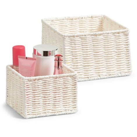 Zeller Aufbewahrungskörbchen, 2-er Set, Papiergeflecht, 16 x 16 x 11 cm