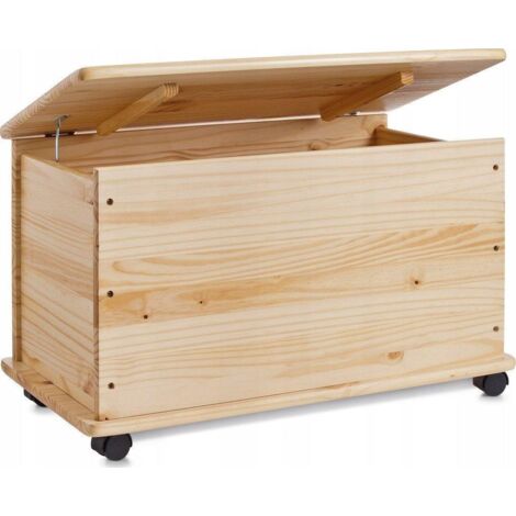 Zeller Caja de almacenamiento en madera natural con ruedas