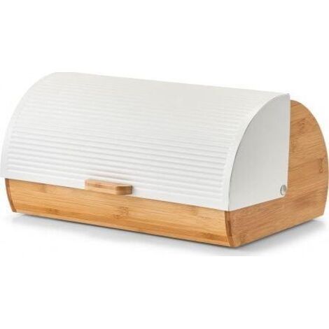 Zeller Caja de pan moderna bambú natural metal blanco