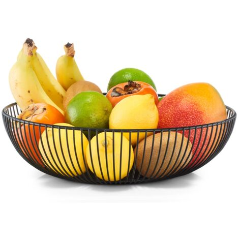 Zeller Cestino portafrutta in Metallo, Nero, ca. Ø 28 x 8 cm